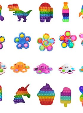 Rainbow Bubble Pops Kids Fidget Toys Sensory Autisim Special