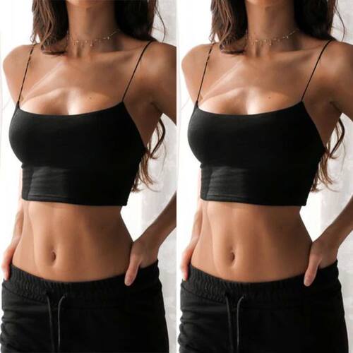 New Sexy Tank Top Halter Crop Tops Women Black Camis Backles