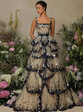 Sharon Said Luxury Dubai Evening Dresses 2024 Sparkly Sequin