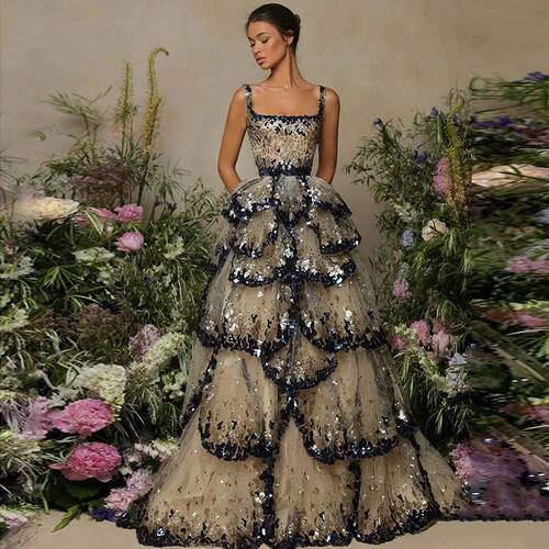 Sharon Said Luxury Dubai Evening Dresses 2024 Sparkly Sequin