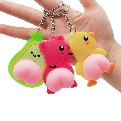 1PC Squeeze Butt Key Ring Butt Cartoon  Keychain Squishy Bal