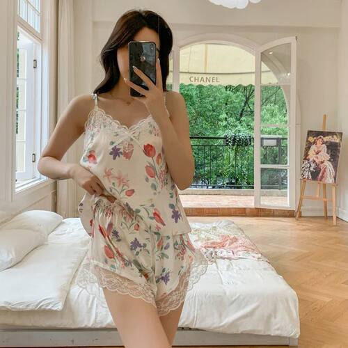 Chic Cute Summer Women Shorts Sets Heart Print Elastic High