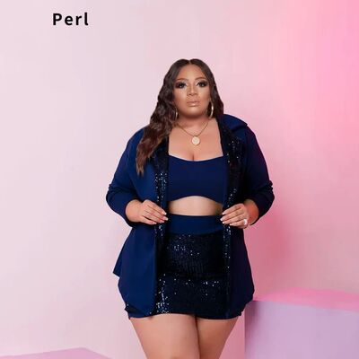 Perl Sequin Three Piece Sets Sling Crop Top+culottes+long Co