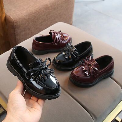 New Girls Black Dress Leather Shoes Children Wedding Patent