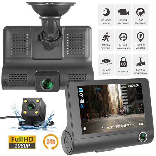 3 Cameras Lens 4.0In Car DVR 24H Dash Cam HD 1080P Dash Came