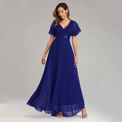 Evening Dresses XUCTHHC Elegant V-Neck Ruffles Chiffon Forma