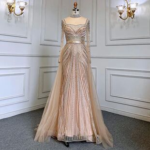 Nude  Mermaid Elegant Evening Dresses Gowns 2023 Beaded Tass