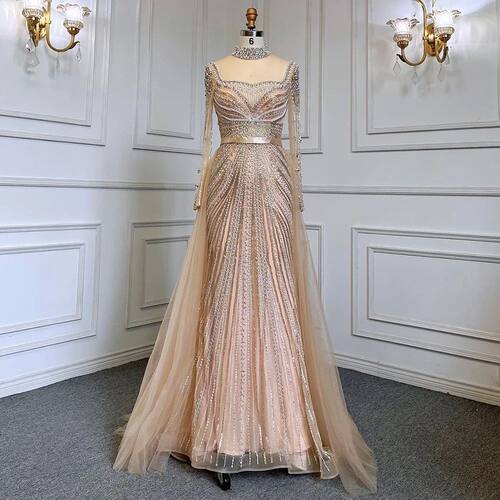 Nude  Mermaid Elegant Evening Dresses Gowns 2023 Beaded Tass
