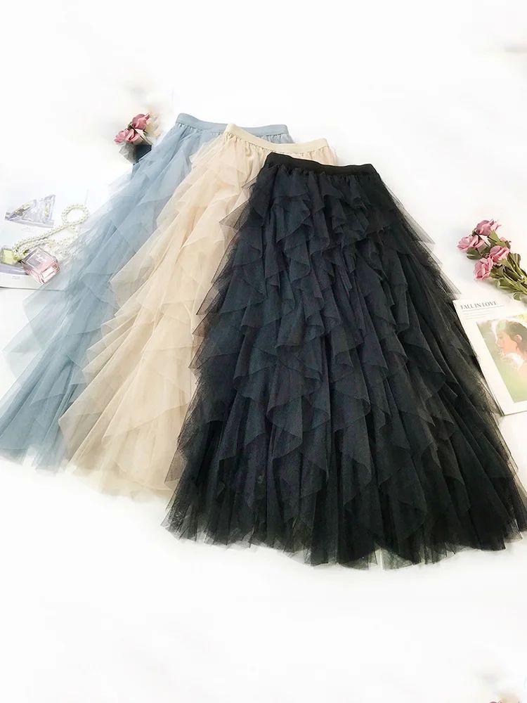 Fashion Tutu Tulle Skirt Women Long Maxi Skirt 2024 Spring S