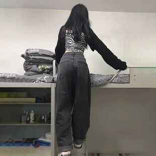 Womens Disssed Jeans High Waist Jeans Women High Set Retro S