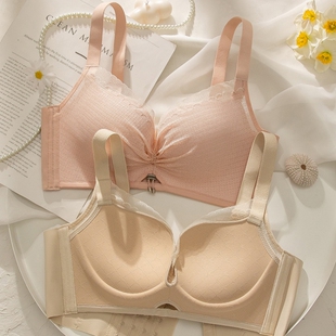 高档网纱无钢圈聚拢内衣女平胸A杯小胸罩中厚2cm收副乳文胸防下垂