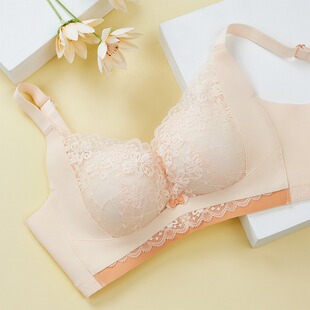 品牌琪姝蕾丝调整型内衣女中厚2CM无钢圈文胸防下垂收副乳小胸罩