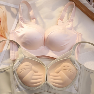品牌缎面无痕内衣女无磁超聚拢加厚6CM小胸罩平胸A专用手掌杯文胸