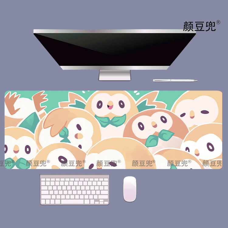 宠物小精灵 木木枭 小号动漫鼠标垫大号电竞游戏鼠标垫锁边鼠标垫
