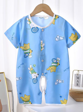 婴儿爬服棉绸夏季连体短袖