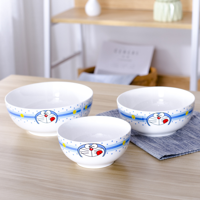 卡通猫碗陶瓷碗家用喝粥碗面粉