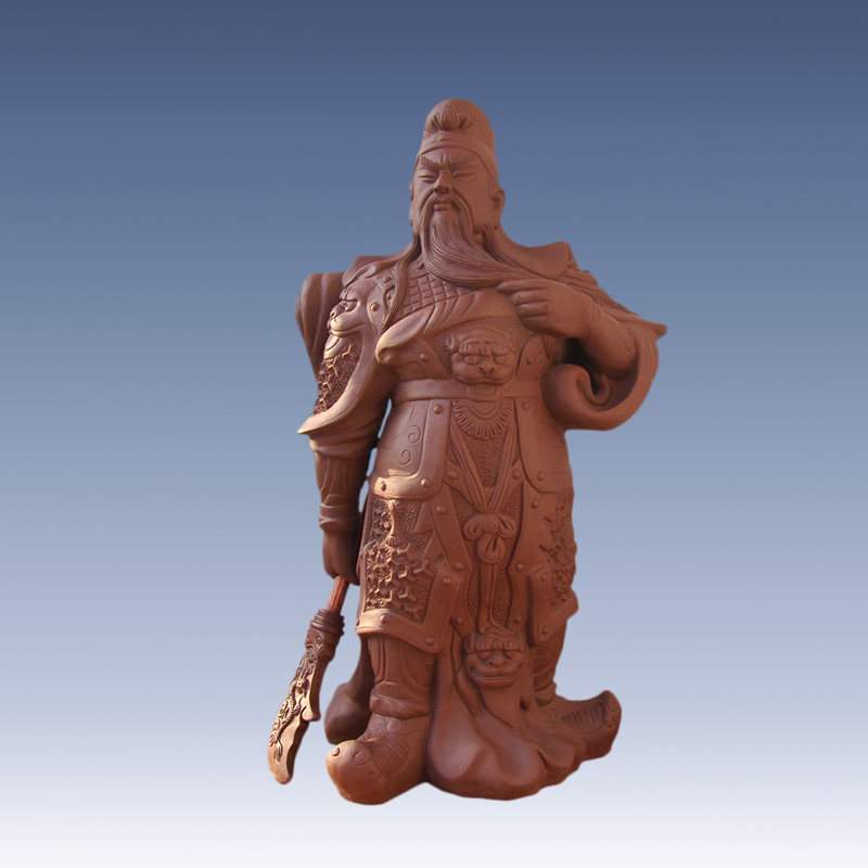 手工紫砂雕塑摆件关公武圣美髯公武财神关圣帝君恩主关帝关羽云长