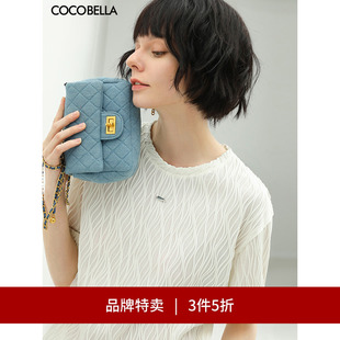 宽松休闲T恤TS522 3件5折 COCOBELLA提花波浪纹肌理短袖 针织衫