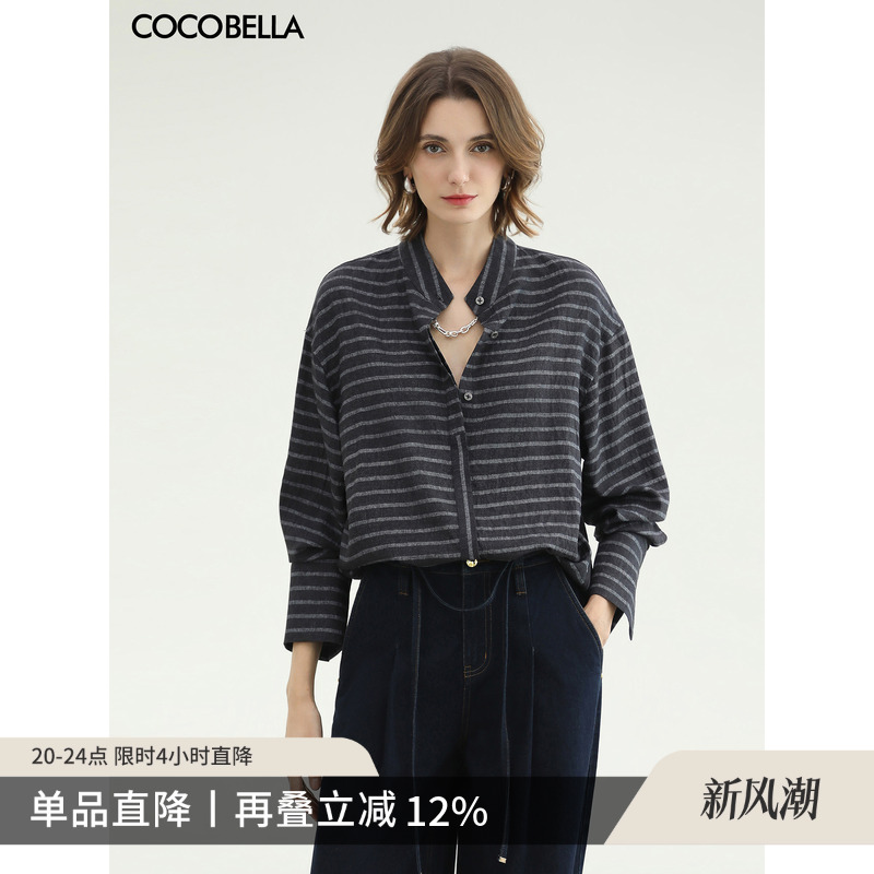 知识分子风松弛条纹衬衫