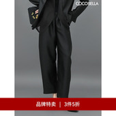 女丝光质感宽松烟管裤 COCOBELLA职场通勤黑色西裤 PA547 3件5折