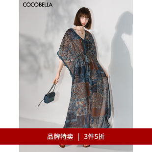 COCOBELLA绒雪纺连衣裙女夏长裙吊带裙两件套FR7067 3件5折