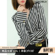 COCOBELLA静奢风黑白竖条纹气质衬衫 女26春设计感飘带衬衣SR535