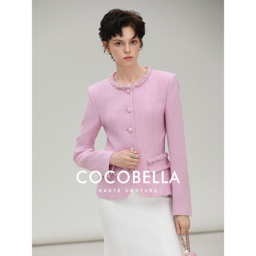 COCOBELLA【英国LINTON】鼎J花呢百年工坊奢品全羊毛收腰短外套女