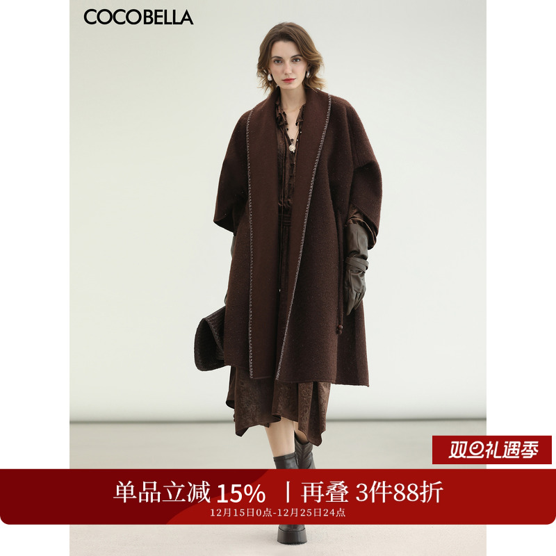 水波纹长款斗篷式大衣