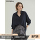 COCOBELLA品质莱赛尔宽松蝙蝠袖 女春气质翻领休闲衬衣SR916 衬衫