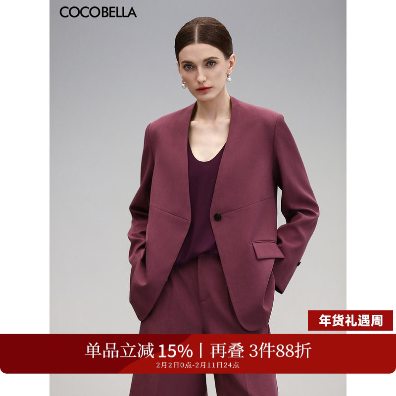 COCOBELLA高智感一粒扣正肩西装极简风气质休闲西服外套SI7030-3