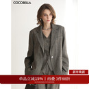 COCOBELLA老钱风精纺花纱羊毛正肩西装 女秋气质休闲外套SI7029