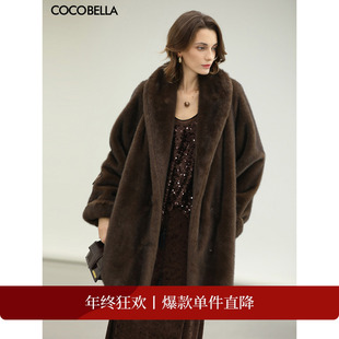 COCOBELLA仿天鹅绒整貂青果领环保皮草外套大衣FU0008 折扣季
