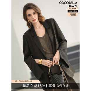 女春通勤西服外套SI43B 品质西装 预售COCOBELLA高智感黑金开叉袖
