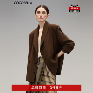 COCOBELLA高智感阔肩西装 女休闲双排扣西服外套SI3005 3件5折