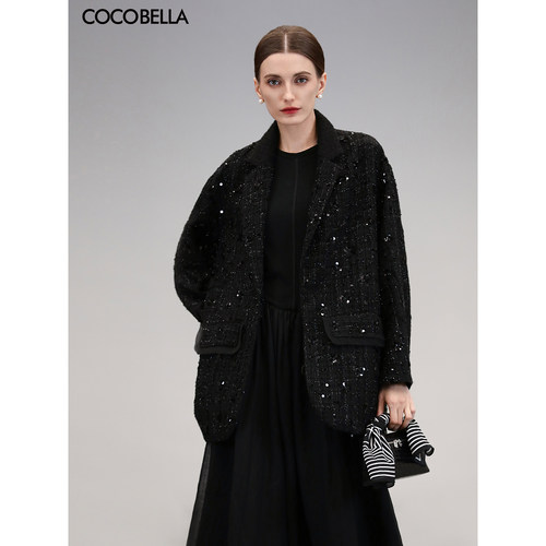 COCOBELLA重工钉珠亮片花呢西装