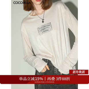 上衣TS7060 T恤舒适休闲短袖 3D字母印花轻薄长袖 COCOBELLA时尚