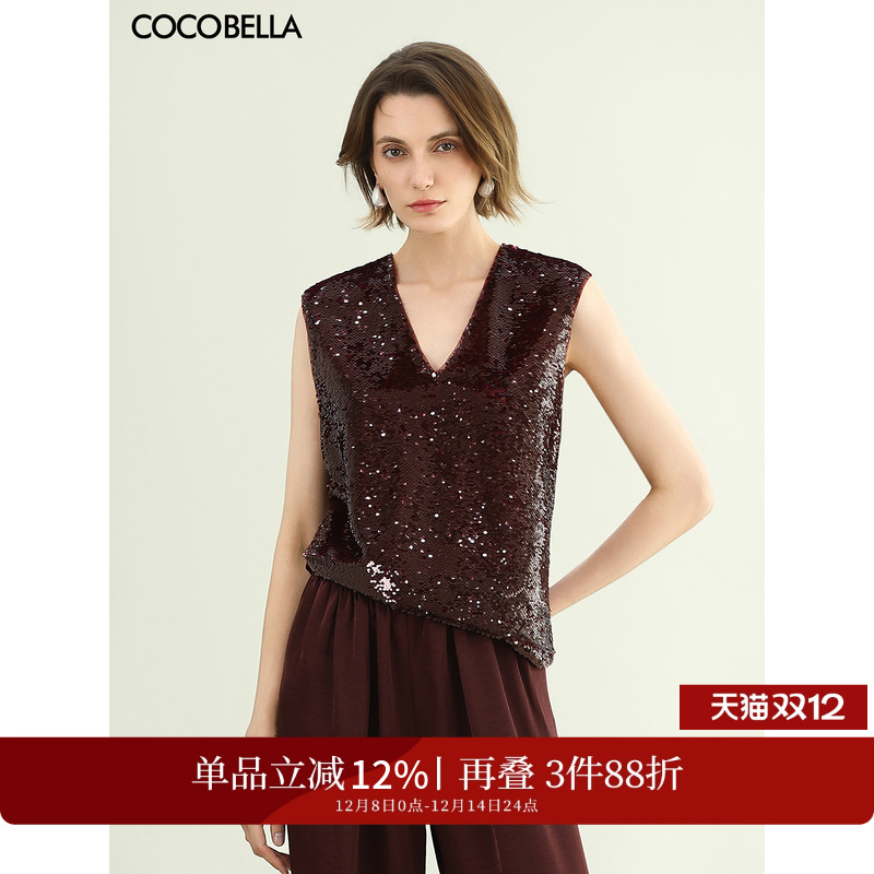 COCOBELLA重工亮片无袖衬衫