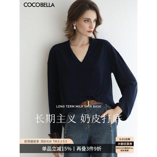抗静电吸湿发热藏蓝色打底衫