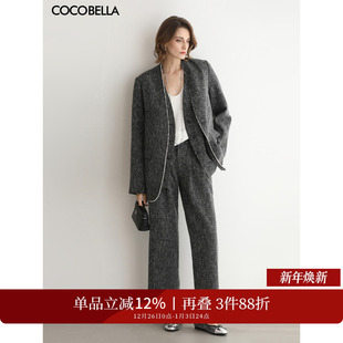 PA3062 女利落直筒休闲裤 COCOBELLA雅痞风撞色手缝装 饰线西裤