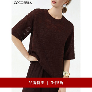 节日风小香风上衣MZ3167 3件5折 COCOBELLA镂空亮丝针织衫 半袖