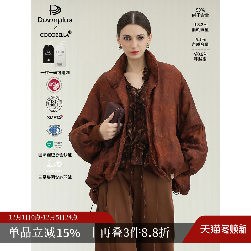 国风花萝炒色印花人丝羽绒服