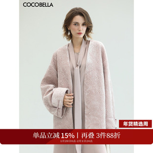 COCOBELLA国风祥云丝绒刺绣棉服外套女年轻新中式上衣MF3036-2