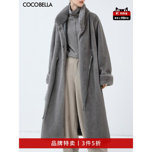 COCOBELLA仿天鹅绒整貂环保皮草外套女长款 大衣FU3008 3件5折