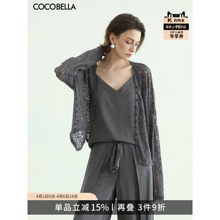 COCOBELLA松弛感弹力蕾丝衫 LC3101 女纸片人肌理感镂空夏针织开衫