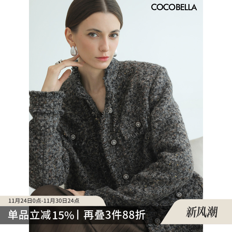 软糯羊毛亮丝毛呢外套