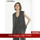 COCOBELLA气质灰假两件无领西装 马甲女夏仿醋酸马夹上衣WS7005