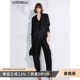 PA547B COCOBELLA职场通勤廓形黑色西裤 女静奢风珠光人丝烟管裤