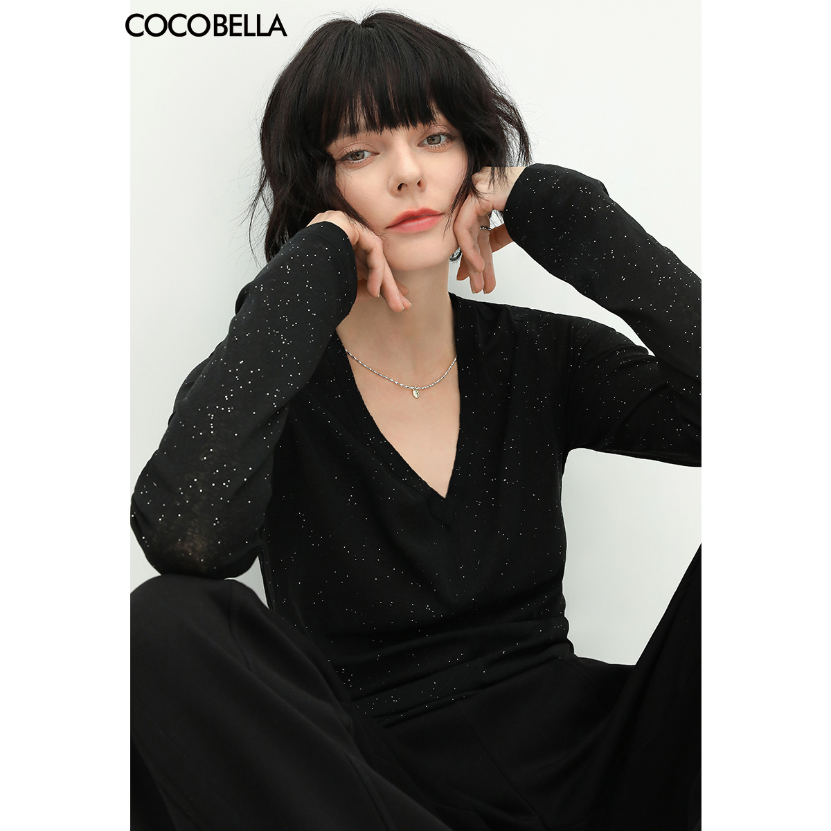 COCOBELLA两穿领型亮片针织衫