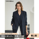 OL气质通勤宽松廓形外套SI3228 预售COCOBELLA时尚 条纹翻领西装