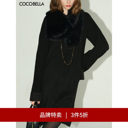 金丝翻折袖针织连衣裙